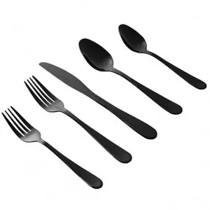 Gibson Home Stravidia 20-Piece Black Stainless Steel Flatware Set, Kitchen Cutlery & Tableware Set
