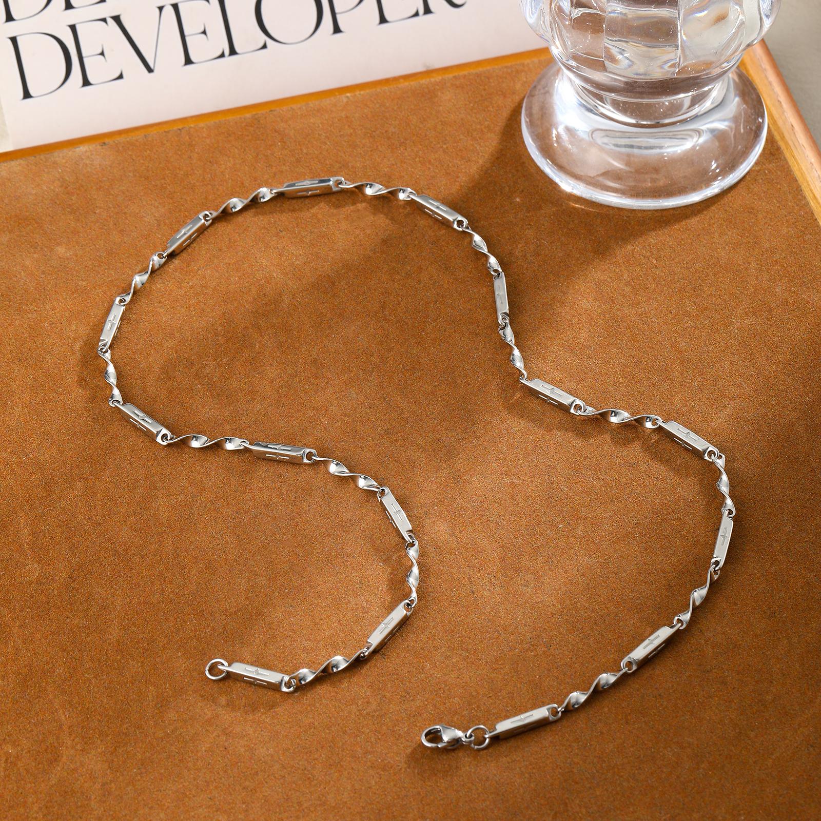 14k Silver plated Men's Diamond-Cut Rope Chain  Italy Heavy Necklace  Milano Figaro Rope Thick Chain Neklaces cross texture mens  necklaces