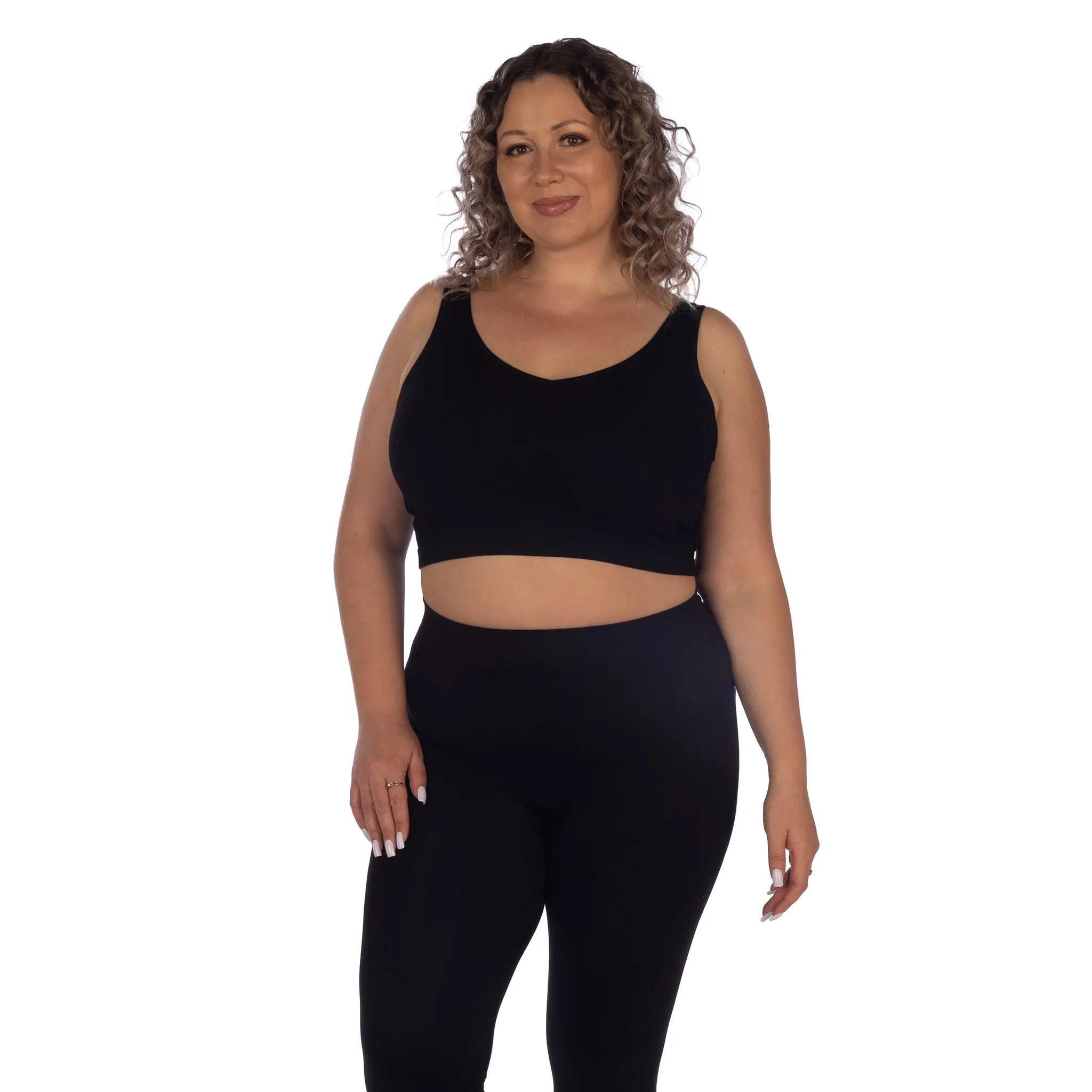 Soft Ribbed V Neck Crop Top