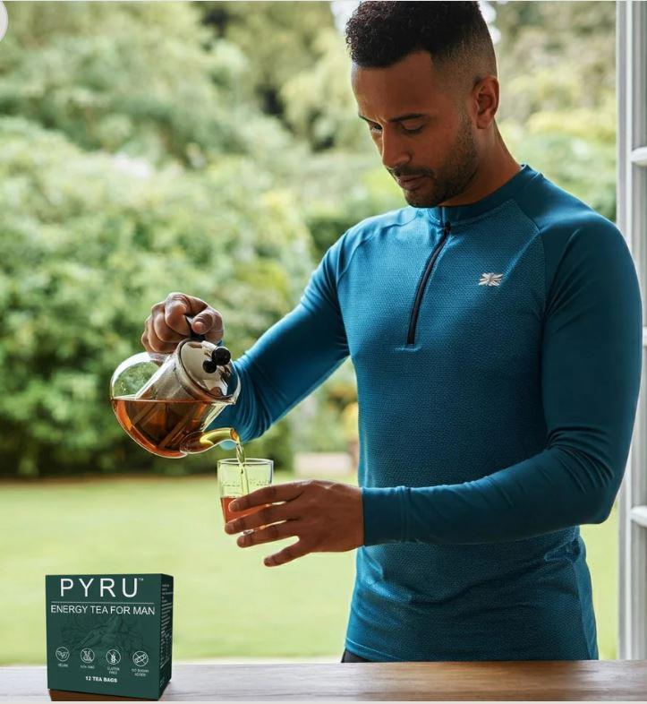 Pyru Tea: Energy Tea For Man, 12-Pack Box - Pure Ingredients, Natural Herbal Infusion