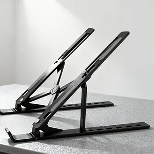 Adjustable Laptop Stand Portable Foldable Desktop Computer Desk Stand with Angle Adjustment, Lightweight Base & Foldable Suitable for Home Office, Bedside, Travel, Compatible for Laptops, Tablets, Smartphones - Compact Design