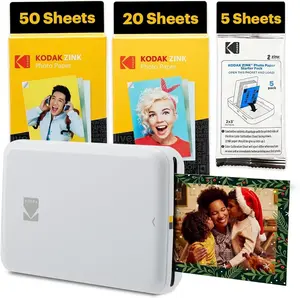 Kodak Step Photo Printer Bundle - Wireless Mini Printer for Smartphone - 75 Zink Sticky-Back Sheets - Bluetooth & App Compatible - White