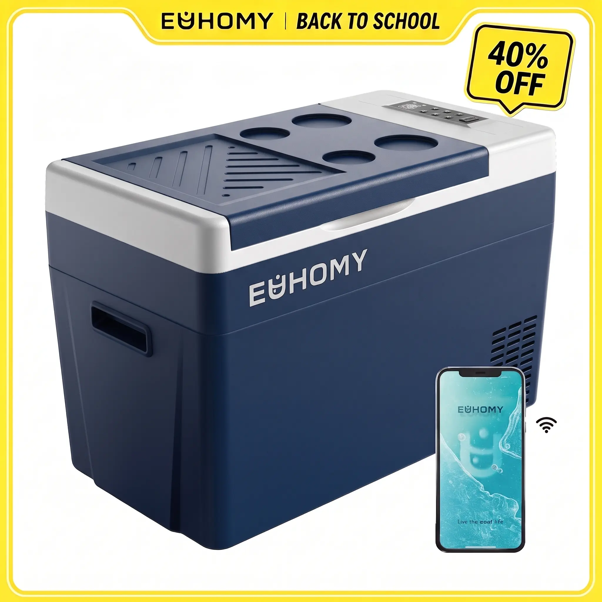 【Back To School】EUHOMY 12 Volt Refrigerator, 23&31QT Compressor Electric Cooler APP Control, Car Fridge -4℉~68℉, Portable Refrigerator 12/24V DC 100-240V AC, Portable Freezer for Camping, Travel, Boat