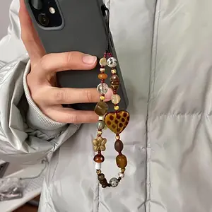 Amber Hard Candy Long Phone Chain, Phone Charm, Autumn Winter Meillard Atmosphere, Style Ccd Anti-Loss Bracelet, Fashion Accessory, Phone Accessories
