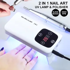 2 in 1 Electric Nail Drill & Dryer Machine Set, 1 Set USB Charging Professional Portable Nail Grinding Polishing Machine, Professional Manicure & Pedicure Tools for Home & Salon Use