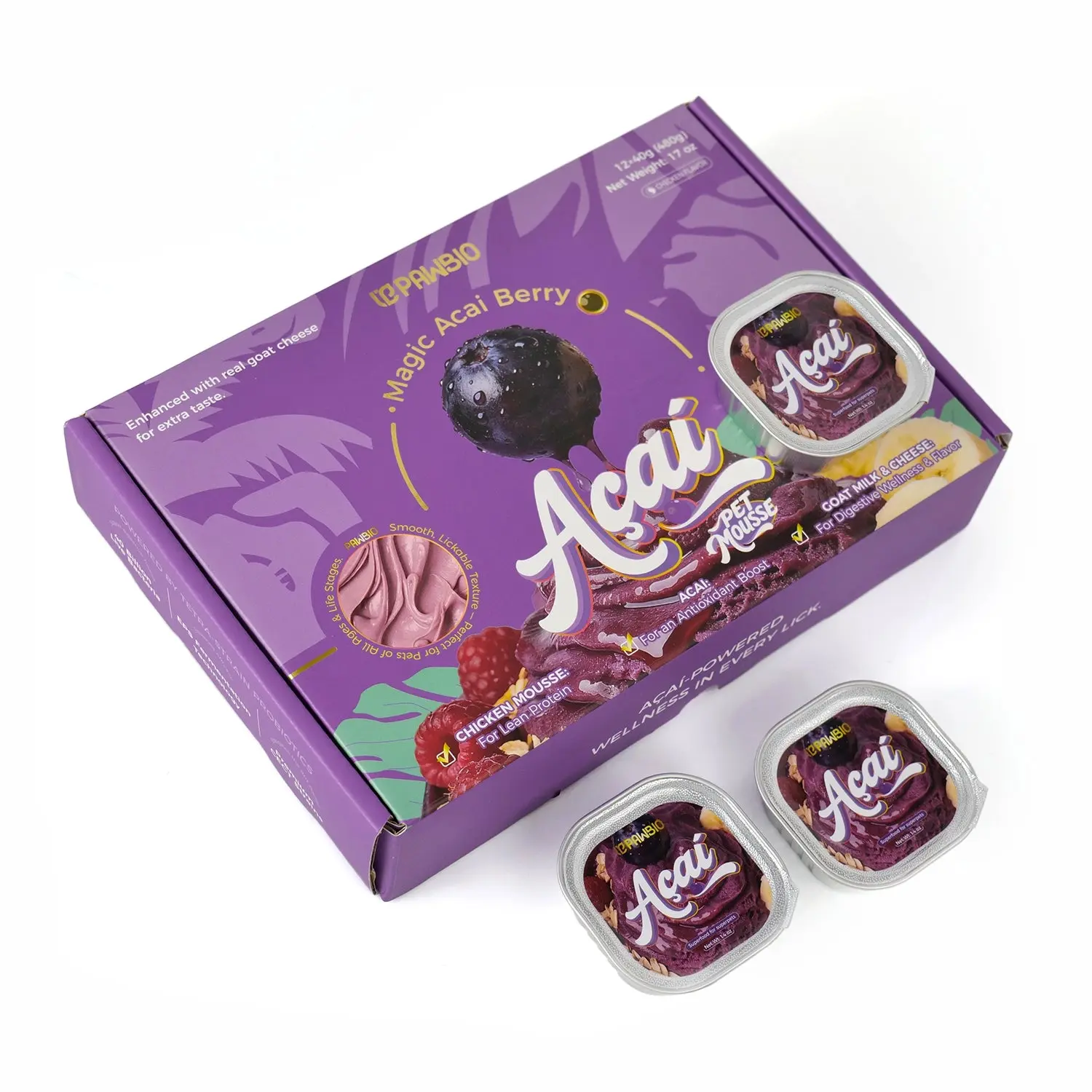 Summervibes Acai Superfood Mousse  Digestive Support for Pets (12 Cups) | Tasty Goat Cheese