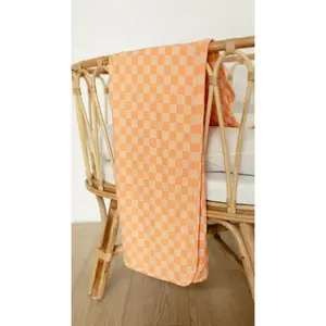 Infant Swaddle in Orange Checkered
