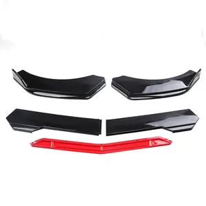 Garvee Front Bumper Lip Spoiler And Side Skirt Splitter Kit, ABS Side Skirts Lip, Front Bumper Lip Spoiler Chin Body Kit for BMW or 1.9M/6.2FT Wide Cars, Black+Red