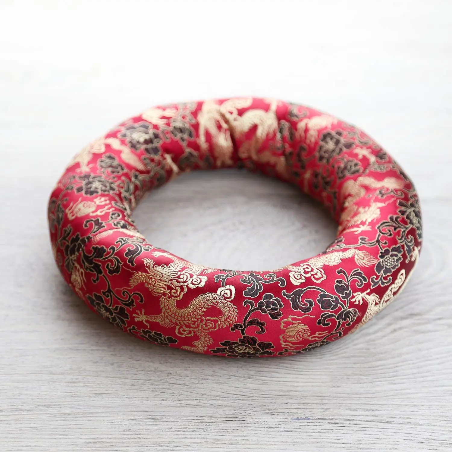 Large Red Singing Bowl Ring Cushion