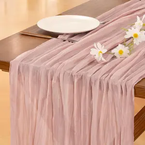 Pink Cheesecloth Table Runner Mothers Day Summer Boho Rtic Gauze Dty Pink Farmhoe 120 inch 10FT Cheese Cloth for Wedding Party Baby Shower Birthday Home Decor Holiday Decorations