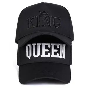 2Pcs/set KING QUEEN Letter Embroidered Couple's Hats Baseball Cap Outdoor Adjustable Sunscreen Leisure Hat Spring Autumn Travel Tourism Beach Vacation