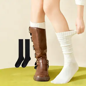 Women's Ribbed Knee-High Socks, Solid Color Slouch Socks for Boots & Daily Wear, Comfortable and Stylish Footwear Accessory