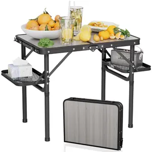 Folding Camping Table Small 2ft, Small Folding Table Portable with 50% Extra Space, Folding Picnic Table, Portable Beach Table, Car Camping Essentials, Aluminum Light & Solid