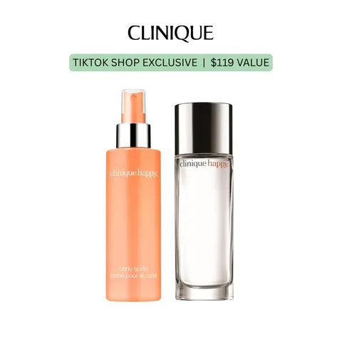 [Clinique] Happy Duo - Perfume Spray + Body Spray | Hair and Body Fragrance Mist | Women's Fragrance | Fruity Citrus-floral Scent | Mood-boosting