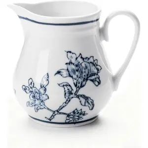 8Oz Ceramic Milk Creamer Pitcher with Handle, Flowers and Branches