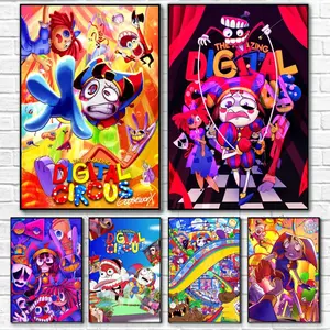 Classic Anime The A-Amazing D-Digital Circus Poster Peel & Stick Poster Set Wall Art – Self-Adhesive Aesthetic Room Decor | Gallery-Quality Waterproof Fade & Scratch Resistant Prints | Living Room, Bedroom, Dorm Home Decoration Multiple Sizes
