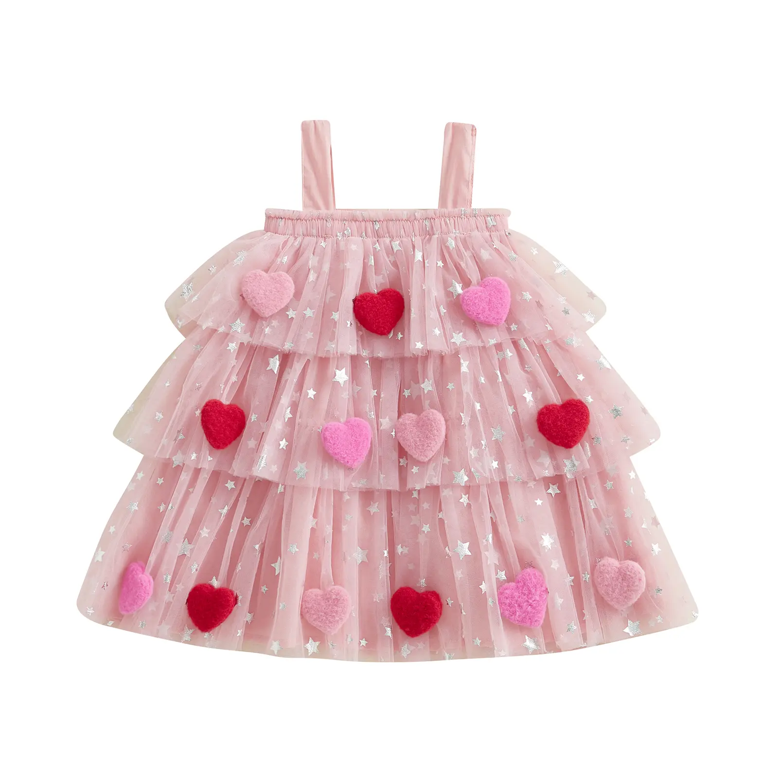 Toddler Girls Valentine Dress Heart Layered Tulle Tutu Dress Red Pink Heart Dresses Kids Valentine Outfit