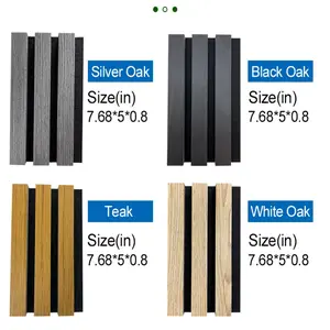 Acoustic Wall Panels Sample 4 PCS,7.7 × 4.9 × 0.8 inches(19.5*12.5*2.1cm), SoundProof SlatWall Panels Sample for Interior Wall Decor and Ceilings, Black/White/Teak/Silver