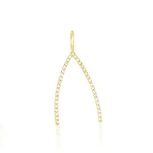 Wishbone Pendant - Elegant Design with Sparkling Accents on Gold-Tone Chain