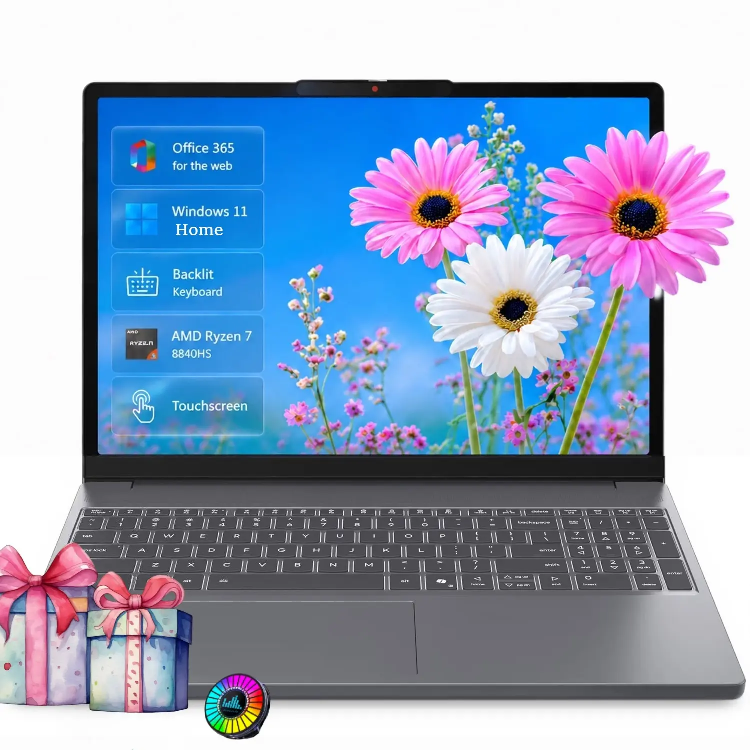 Lenovo 15.3‘’ Touchscreen Laptop Ryzen 7 8840HS Gray 2026,up to 32GB 1TB SSD, 1080p FHD IR camera, Radeon 780M graphics, Win 11 Home, Backlit keyboard,Bundle Accessories