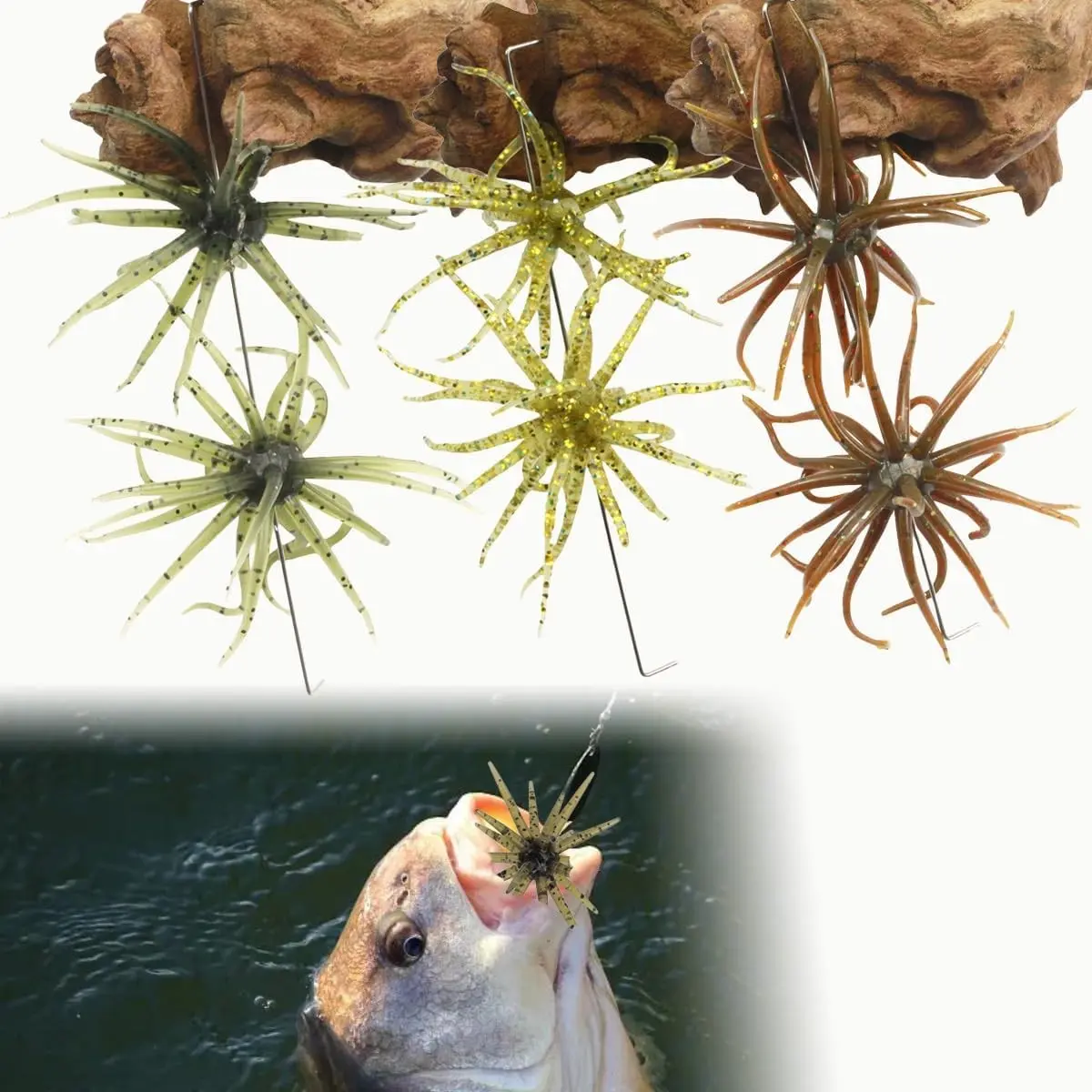 Soft Plastic Octopus Baits Japanese Finesse Worm for Bass Fishing Tentacle Creature Lure for Drop Shot & Wacky Rig/Neko Rig