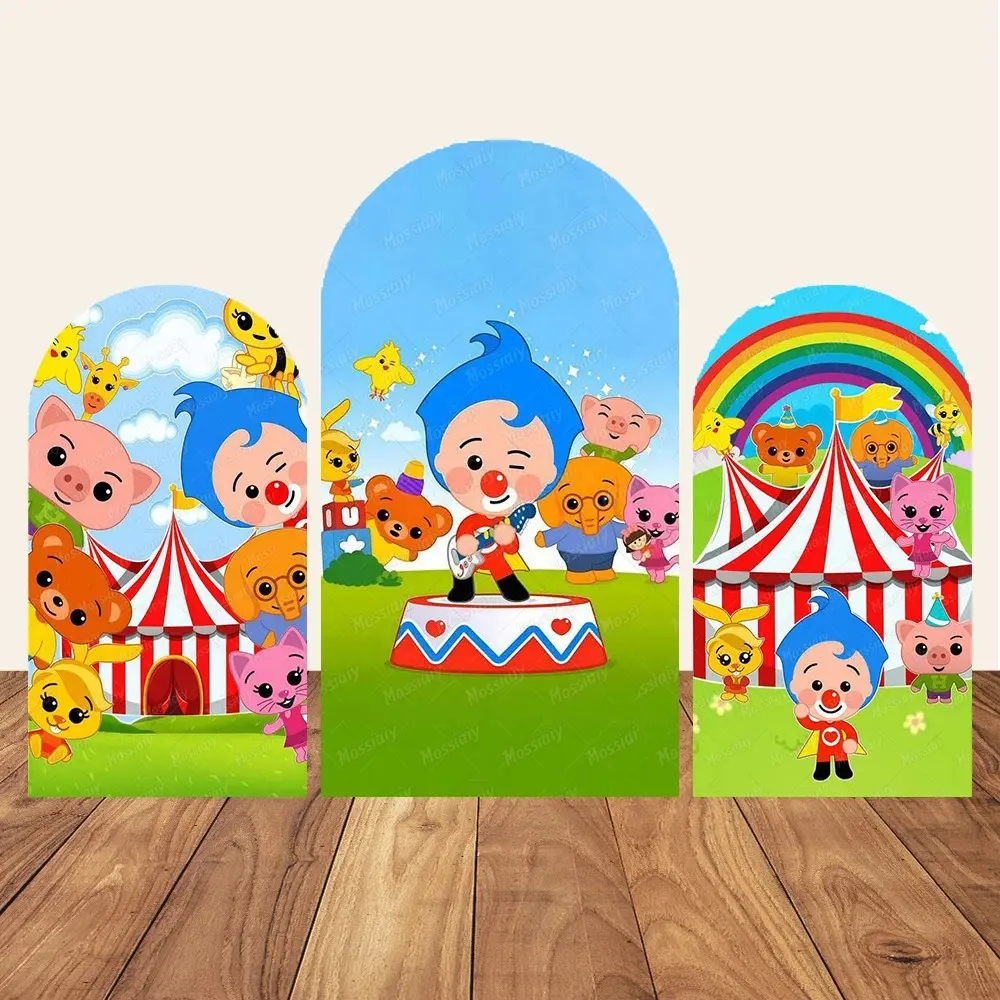 Cute Plims Arched Photography Background Set Elastic Material Children's Birthday Party Banner Cartoon Photo Decoration Supplies
