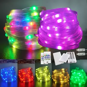2 Pack Fairy Light String with Remote, 16.5ft Battery Powered String Light, RGB Color Changing Fairy Lights, APP Control Twinkle Lights for Halloween, Christmas, Bedroom, Camping