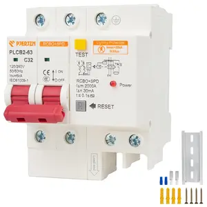 2-Pole Ground Fault Circuit Breaker 120/240VAC with Surge Protection DIN Rail Mount Residual Current Circuit Breaker for Home and Industrial (25 Amp)