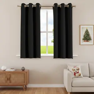 Blackout Curtains Set of 2, Thermal Noise Reducing Bedroom Nursery Living Room Grommet Top Panels, 42" Wide x 54" Long, Black