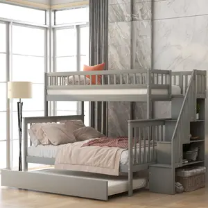 Twin over Full Bunk Bed with Trundle and Staircase based e
