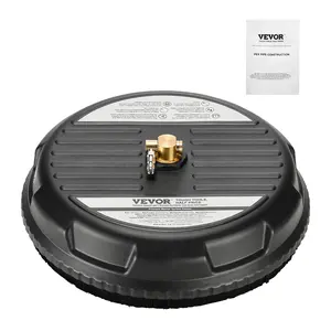 VEVOR 15" Pressure Washer Surface Cleaner, Plastic Pressure Washer Attachments with 4 Wheels, 3000 Max PSI, 1/4 Quick Connector, 2 Spray Nozzles, Ideal for Driveways, Sidewalks, Patios, Decks, Black