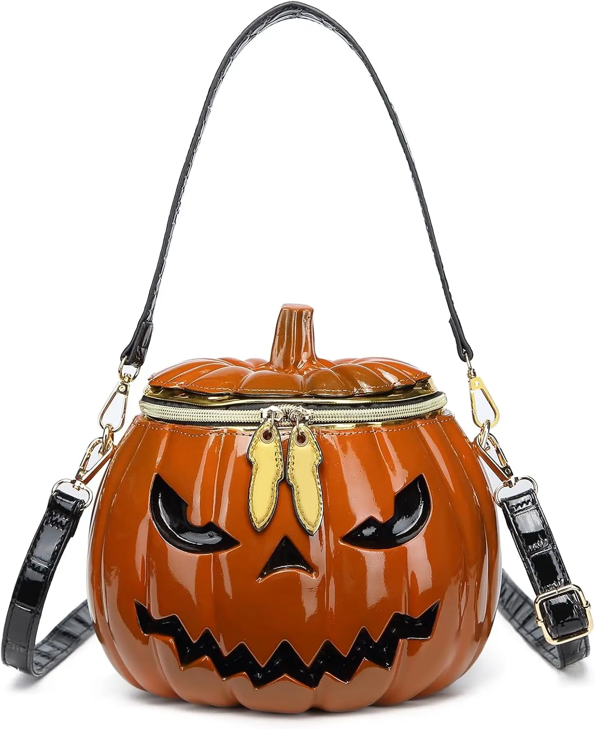 Women Pumpkin Shaped Crossbody  Bag  Weird PVC Handbag Novelty Halloween Pumpkin Purse