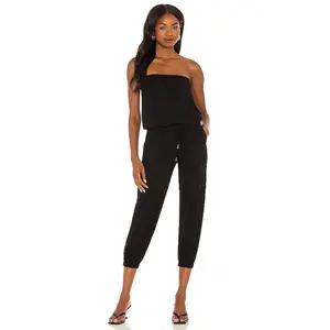 Bobi Jersey Strapless Jumpsuit in Black