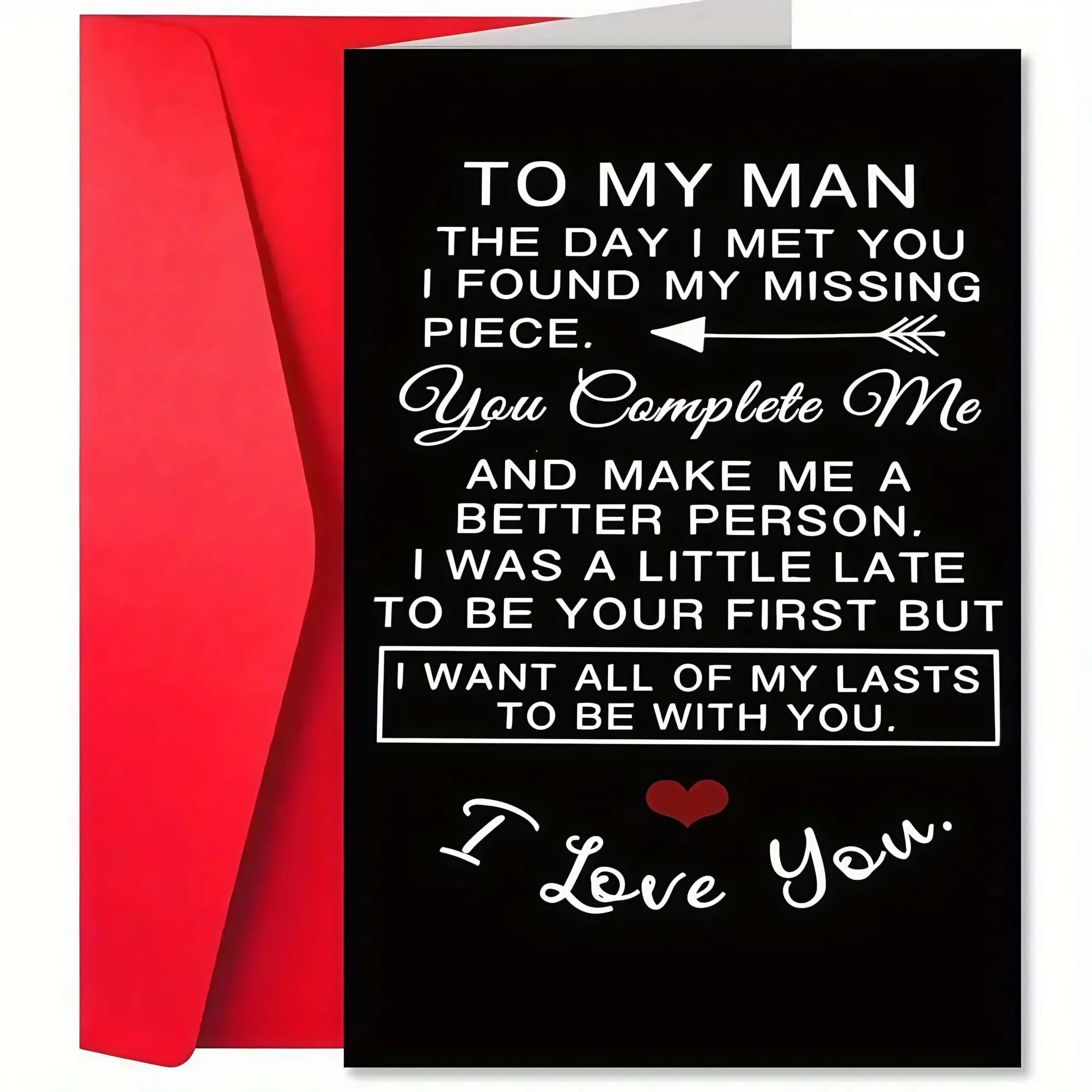 Romantic Love Card, Positive Message Card, Card Design, 1 Count Letter & Arrow Pattern Card with Envelope, Gift Card for Husband, Boyfriend, Partner, Birthday Gift, Anniversary Gift
