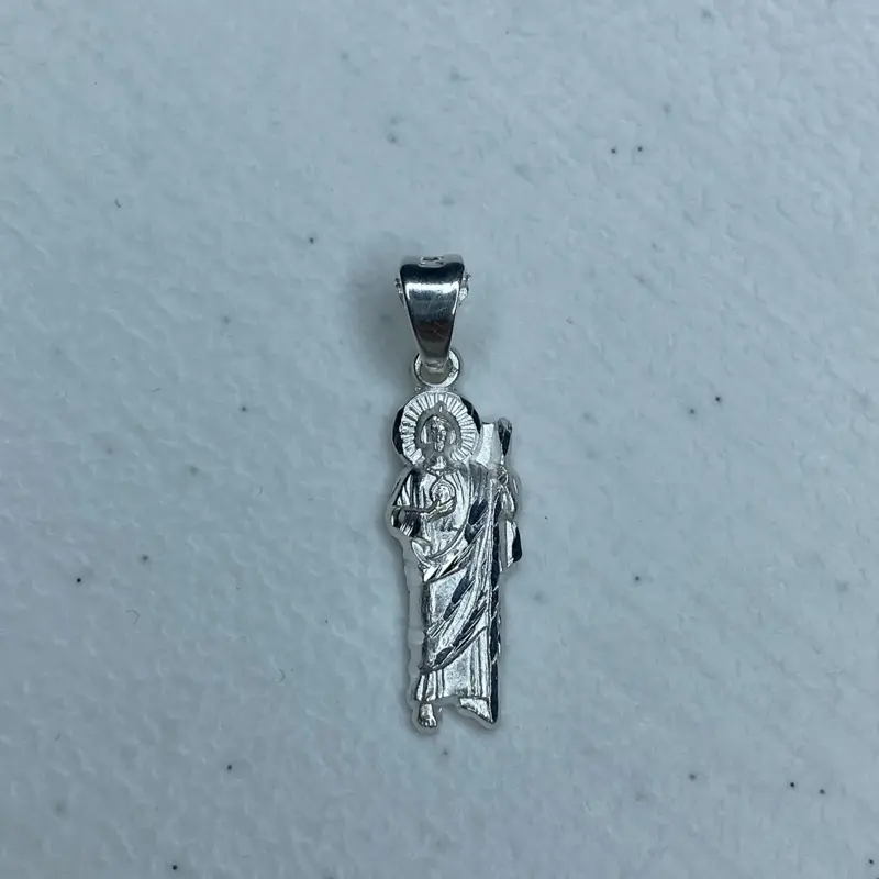 999 Solid Mexican Silver Saint Jude Pendant, Fine Silver Religious Charm, Unisex Jewelry Accessory, Men's Accessories, Any Occasion