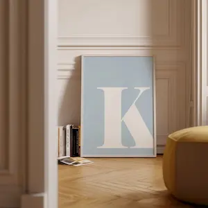 Letter K Print - Single Letters Poster - Light Blue Wall Art - K Poster - Big Letters For Wall K - Alphabet Letter Art - Letters For Nursery R