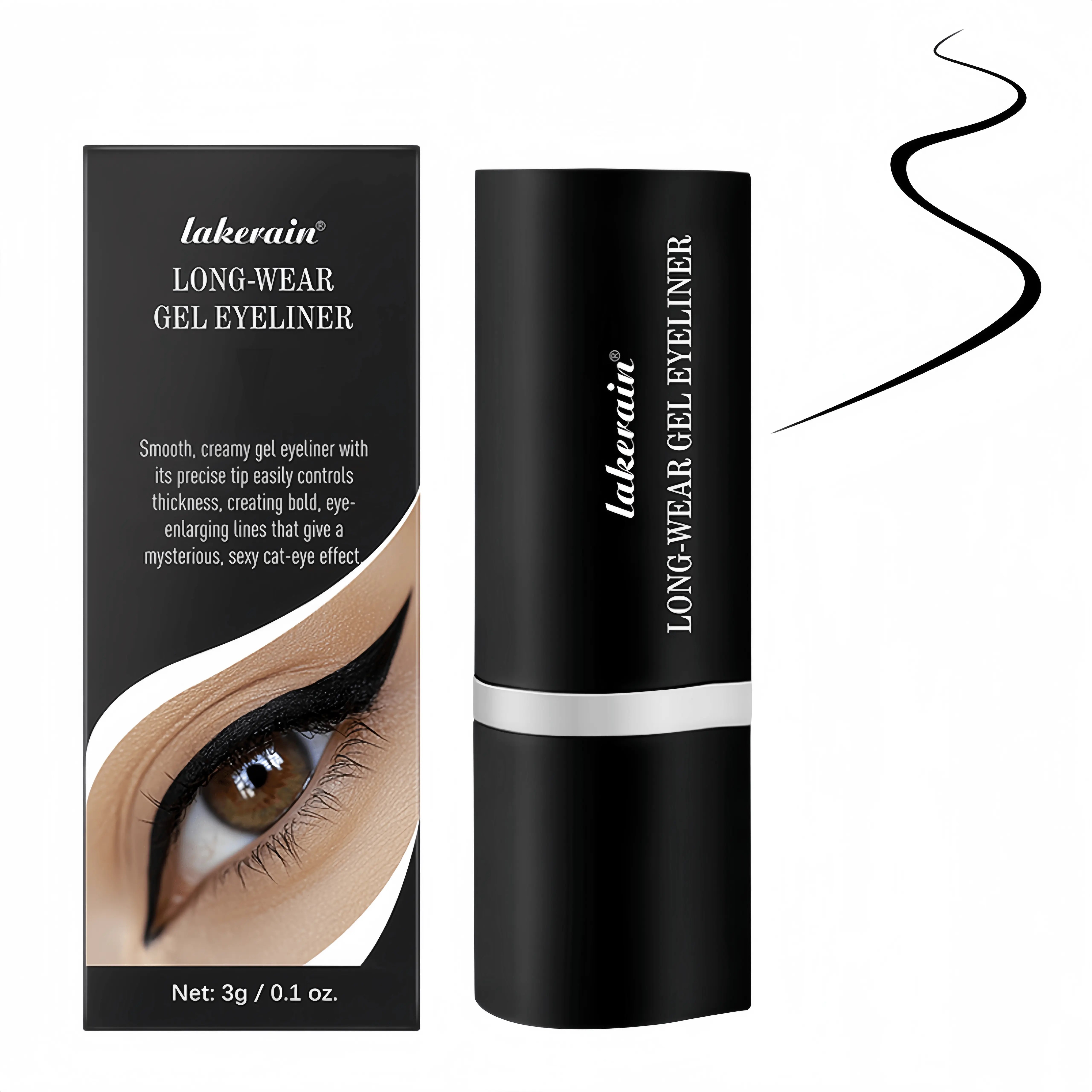 24H Waterproof Gel Eyeliner, Rich Black Quick Drying Long Lasting No Smudge Eye Liner Makeup