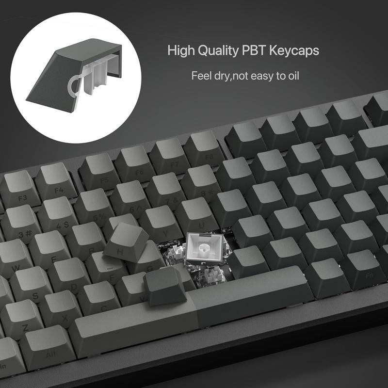 Double Shot PBT keycap set,Shine Through keycaps 75 percent, Cherry Profile custom Key caps,Gradient Dark Grey,Side Printed Keyboard caps for Mechanical Gaming Keyboards(121key,only keycaps)