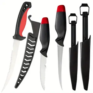 FISHING KNIFE SET, FISH SLICING KNIFE SET - Boning Knife for Fishing, Camping Cutting And Carving, Fish Gutting Tool - Stainless Steel Coated Blade, Cut Resistant Gloves, A Unique Fishing Gift，Halloween gift