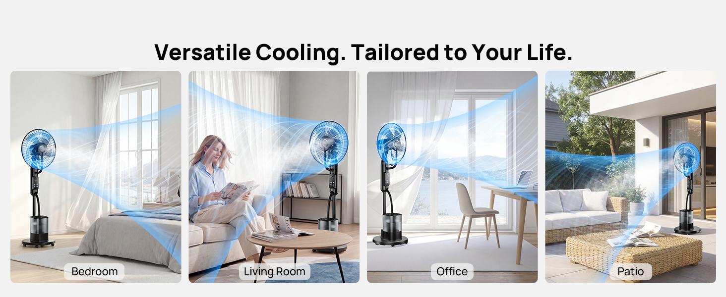Mist Fan, 5 Speeds 3 Modes, 4L Large Water Tank Misting Standing Fan, Floor Fan with Remote for Home, Bedroom, Patio, Outdoor, Outdoor Cooling Fan, Household Fans