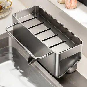 MEIDOO Plastic Durable Reinforced Multifunctional Kitchen Organizer - Hanging Sink Drying Rack with Compact Open Bottom, Self-Draining Tray, Modern Rag Holder for Home Storage, Durable Reinforced Organizer, Multifunctional Organizer