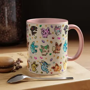 Eeveelution Mug, Anime and Gaming Home decor, Kawaii Gift Poke Birthday, Father's Day Gift For Him, Pokedad Mug