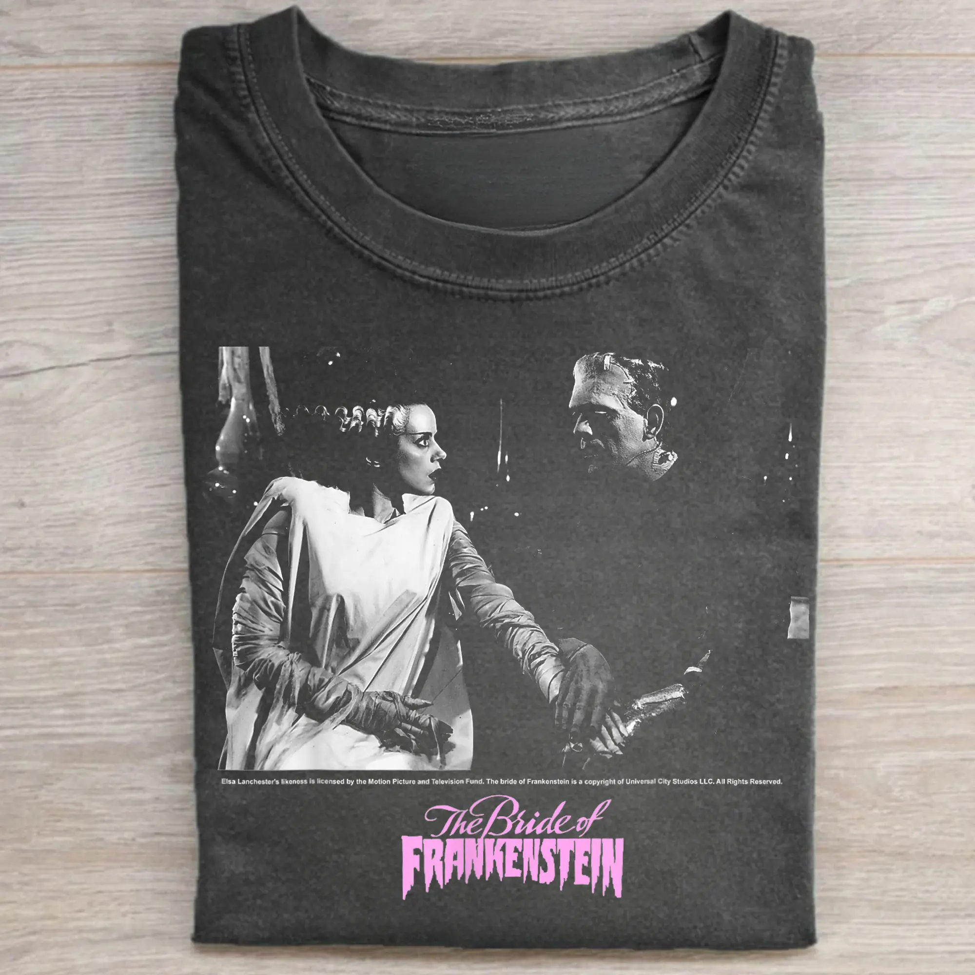 Men's Bride of Frankenstein Graphic Tshirt, Vintage Gothic Horror Cotton Fabric Short-Sleeve Casual Top, Menswear