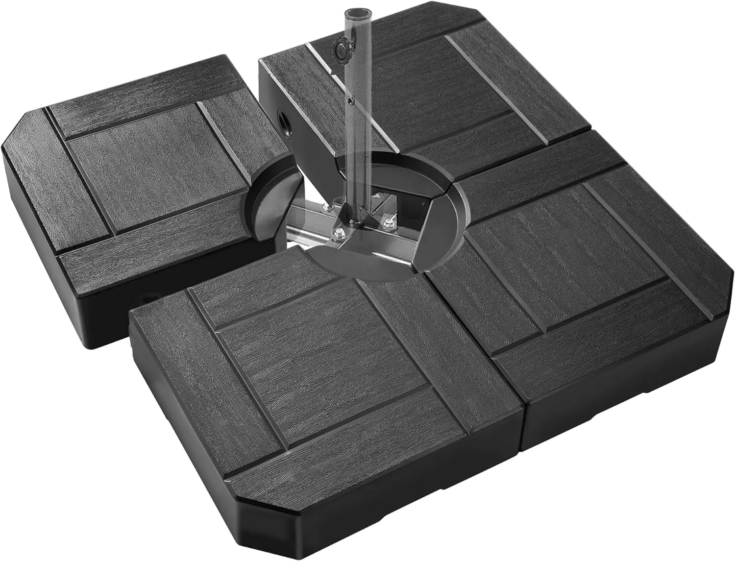 4PCS Umbrella Base, Heavy Duty Patio Umbrella Base Holds 184lb Square Shaped Water/264lb Sand Umbrella Stand Outdoor Base Fit 8-10ft Outdoor Hanging U