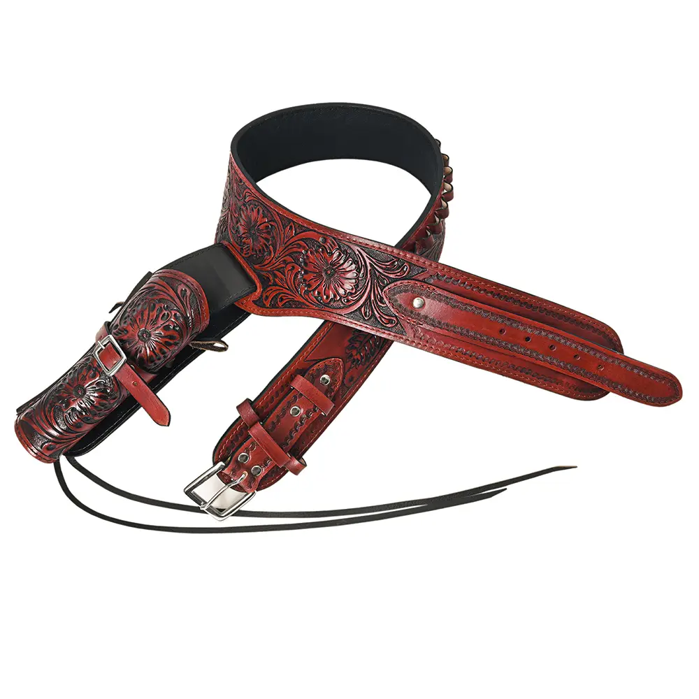 HILASON Western Leather Shoulder Rig Gun Holster 44/45 Caliber | Cowboy Belt