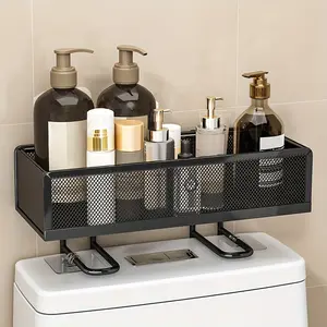 Wrought Iron Bathroom Shelf - Fine Mesh Shower Caddy - Toilet Top Paper Storage Rack - Portable Shower Shelf - Bathroom Accessories - Suitable for Toiletries & Cosmetics Storage and Organization - Washroom Accessories - Home Decor, Shelves