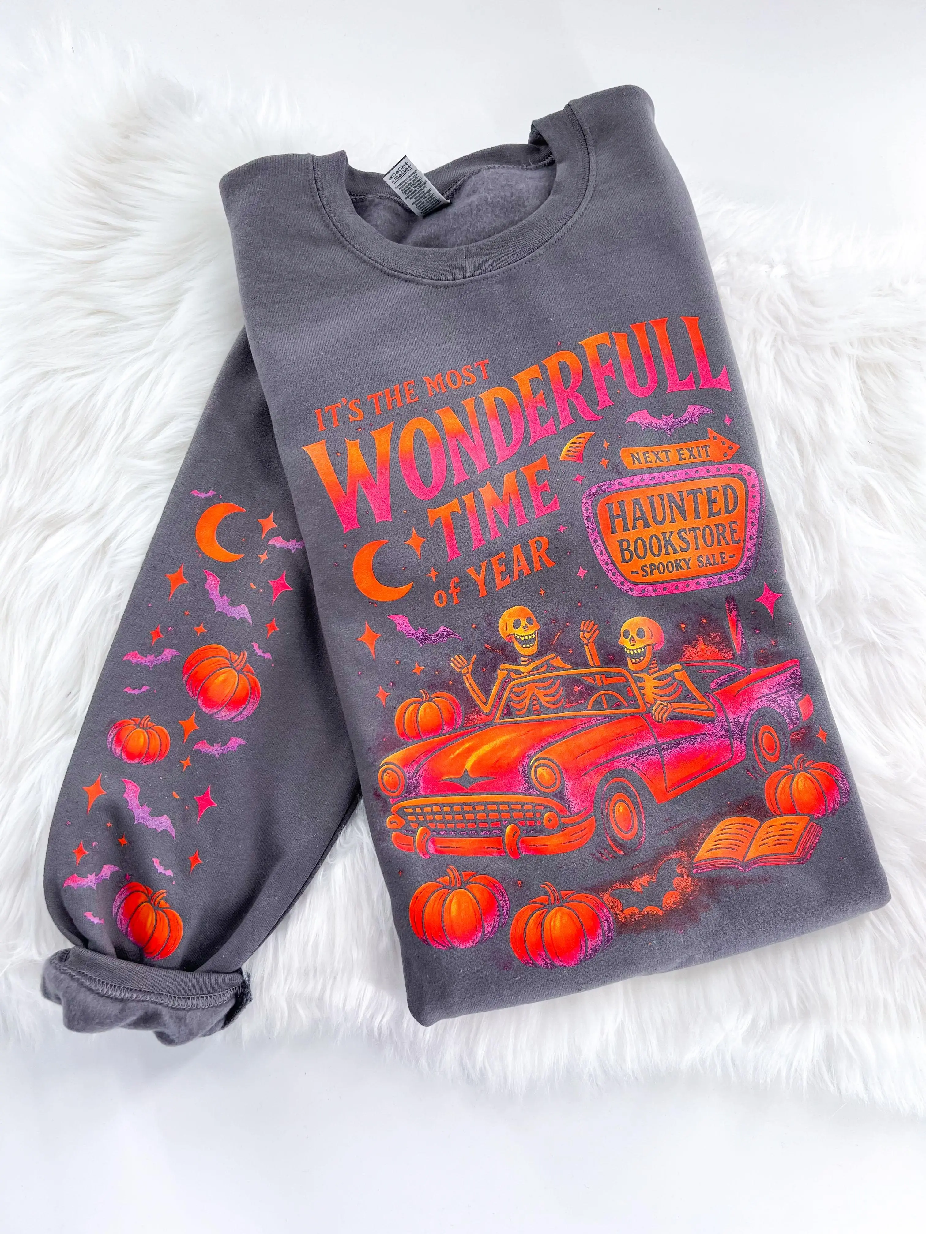 Most Wonderful Time of the Year Halloween Bookstore Graphic Sweatshirt or Hoodie Unisex  Womenswear Crewneck Casual Tshirt Top Oversized Cotton