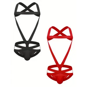 2pcs Set Men's Strap Harness Elastic Suspender Jockstrap Sexy Underwear Leotard Erotic Lingerie for Men Fabric Menswear Socks Spandex