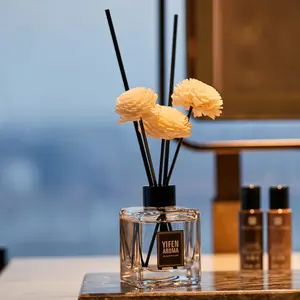 [Jasmine Diffuser] 1pc 50ml Reed Diffuser Oils |   Indoor Essential Oil Aromatic Jasmine Fragrance, Glass Rectangle, for Bathroom Toilet, Closet, Car Air Freshener