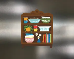 Pyrex-Inspired Kitchen Bookshelf Magnet – Retro Fridge Decor